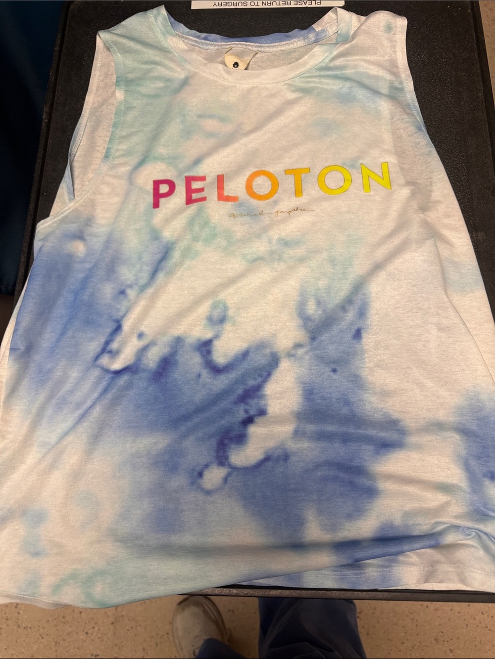 Peloton x Spiritual Gangster Tie-Dye Workout Tank Top White/Blue Size Large